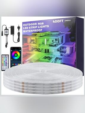400FT Outdoor LED Strip Lights & Remote Waterproof 24V RGB Music Synk120M/2 Roll